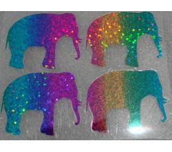 4 Buegelpailletten  Elefanten hologramm rainbow